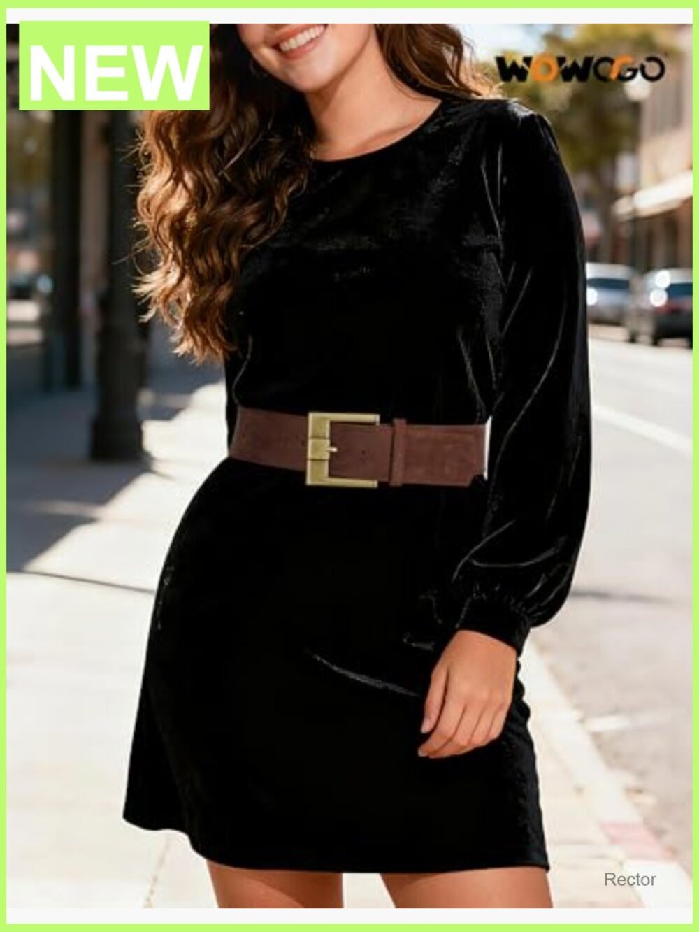 1.9" Wide Suede Leather Belt with Brass Buckle Chunky Waist Belt - Picture 4 of 7